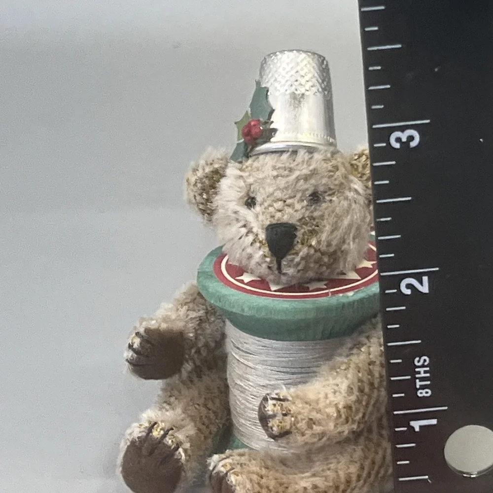 Hallmark Threadbear Keepsake Ornament Christmas 2002 Fabric Wood Metal Vintage